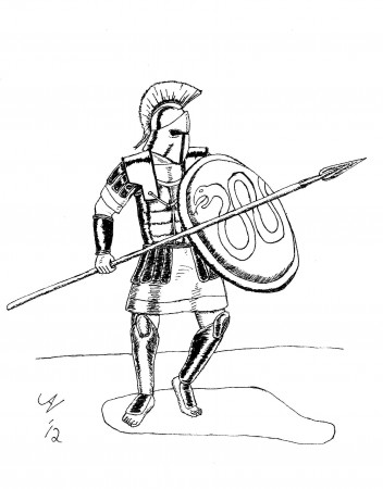 Online coloring pages Coloring page Gladiator ready for battle People,  Download print coloring page.