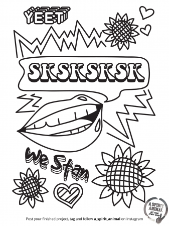 sksksksk lips yeet VSCO Girl A Spirit Animal Free Holiday Activity Coloring  Pages | Coloring pages, Coloring pages for girls, Cartoon coloring pages