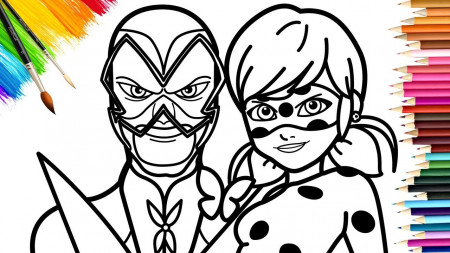 Miraculous Ladybug And Hawk Moth Coloring Pages - YouTube