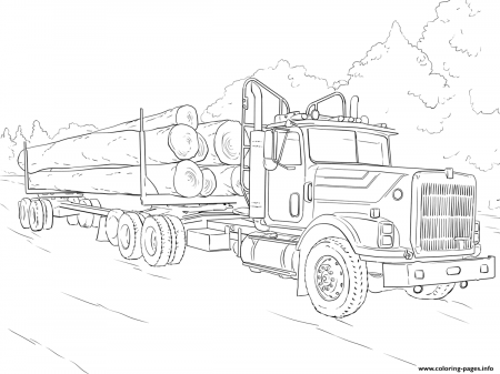 Log Truck Coloring Pages Printable