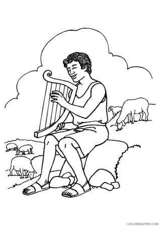 david and goliath coloring pages playing the harp Coloring4free -  Coloring4Free.com