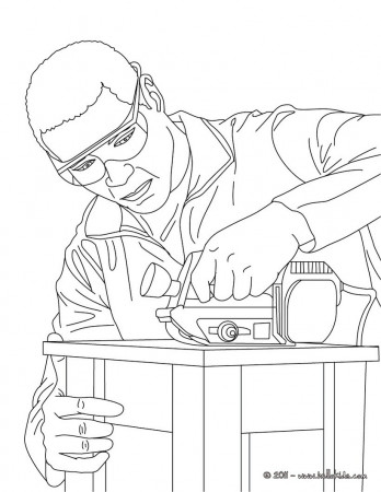 Carpenter making a wood chair coloring pages - Hellokids.com