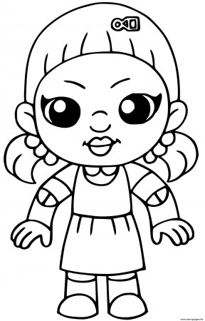 Squid Game Doll Red Light Green Light Coloring Pages Printable