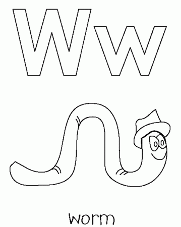 W Is For Worm Coloring Page - High Quality Coloring Pages