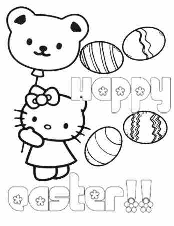 Hello Kitty Bear Balloon Eggs Easter Coloring Page | H & M ...
