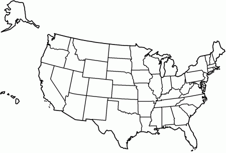 Map of the United States with title and states - Coloring Page ...