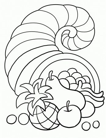 Harvest Cornucopia Thanksgiving Coloring Pages To Print ...