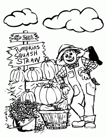 jack o lantern scarecrow coloring page. and with it come pumpkins ...
