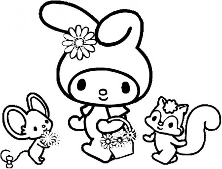 My Melody and Friends Coloring Page - Free Printable Coloring Pages for Kids