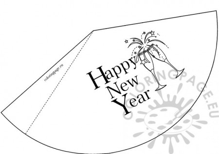 Happy New Year Party Hat – Coloring Page