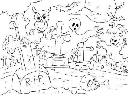 A ghostly graveyard coloring page. Spooky fun for Halloween. Color it… |  Halloween coloring pages, Halloween coloring pages printable, Free  halloween coloring pages