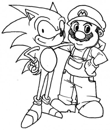 mario and sonic coloring pages - Clip Art Library