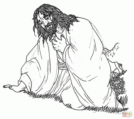 Jesus Christ Praying in the Garden of Gethsemane coloring page | Free  Printable Coloring Pages