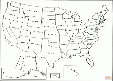 Simple USA Map coloring page | Free Printable Coloring Pages