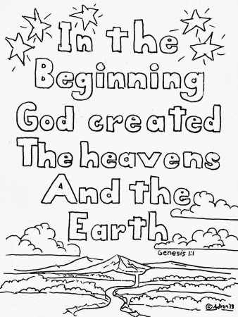 Coloring Pages for Kids by Mr. Adron: Genesis 1:1 Coloring Page, Free