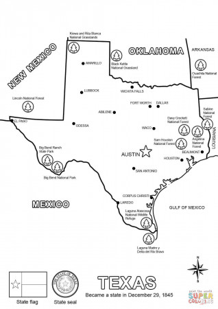Texas State Map coloring page | Free Printable Coloring Pages