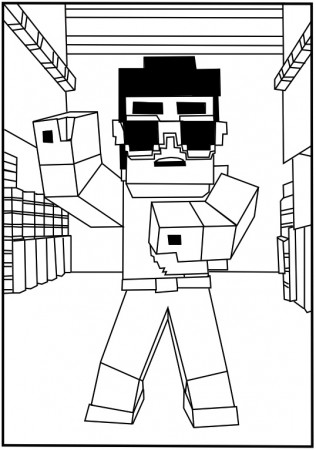 Minecraft Gangnam-style coloring page