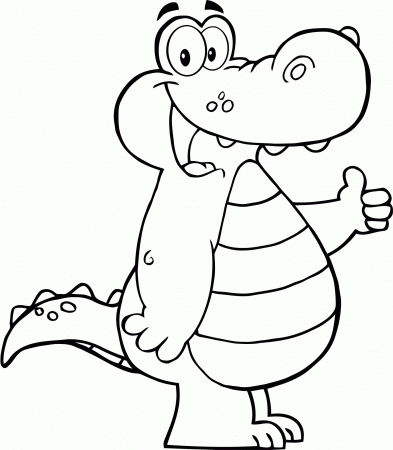 coloring page of alligator showing thumbs up - Coloring Point