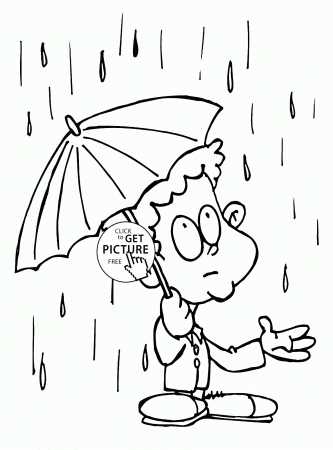 Heavy Spring Rain coloring page for kids, seasons coloring pages ...