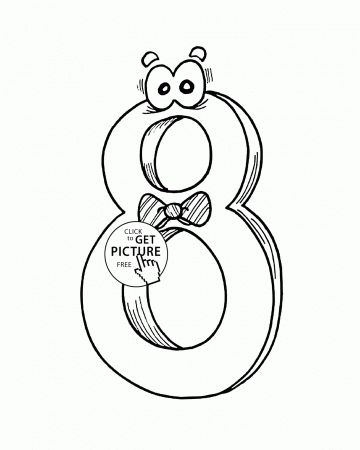 Funny 8 Numbers coloring pages for kids, counting printables free ...