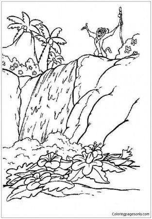 Rafiki On The Waterfall Coloring Page - Free Coloring Pages ...