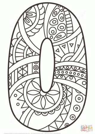 Number 0 Zentangle coloring page from Zentangle Numbers category ...