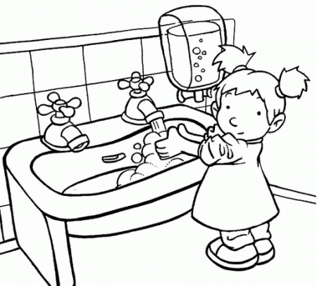 Hand Washing Coloring Page - Clip Art Library