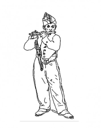 Manet flute player - Art Adult Coloring Pages