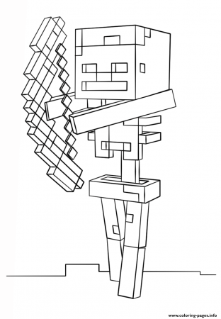 Minecraft Skeleton With Bow Coloring Pages Printable