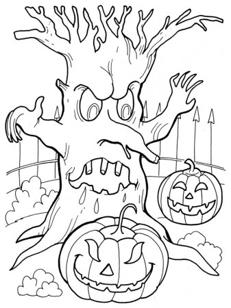 scary tree to color - Clip Art Library
