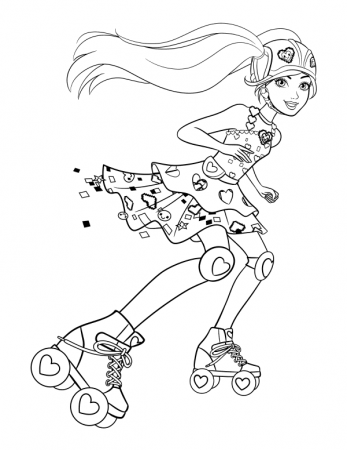 Barbie on roller skates - Coloring pages for you