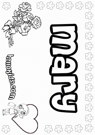 girls name coloring pages, Mary girly name to color
