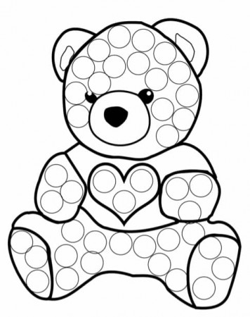 Teddy Bear Dot Marker Coloring Page - Free Printable Coloring Pages for Kids