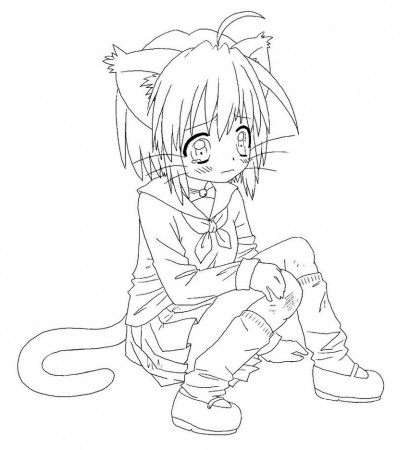 Free Anime Cat Girl Coloring Pages, Download Free Clip Art, Free Clip Art  on Clipart Library