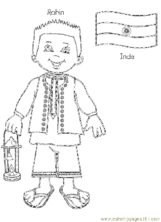 Children Around The World Coloring Page - India
