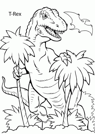 T-Rex dinosaur coloring pages for kids, printable free ...