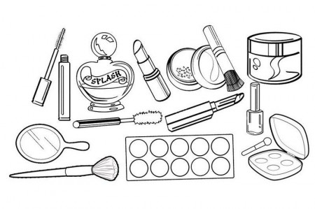 professional cosmetics makeup kit coloring sheet | Coloring ...