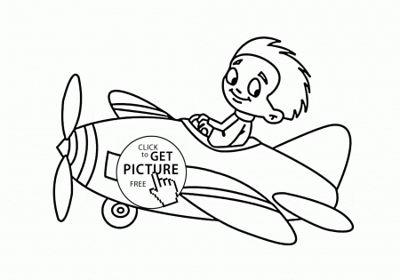 Small Airplane with Pilot coloring page for kids ...