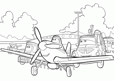 Plane Dusty with friends coloring pages for kids, printable ...