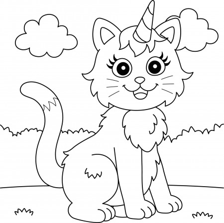 Cat Unicorn Coloring Page for Kids 6823411 Vector Art at Vecteezy