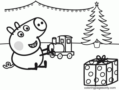 George Plays with Xmas Train Coloring Pages - Peppa Pig Coloring Pages - Coloring  Pages For Kids And Adults