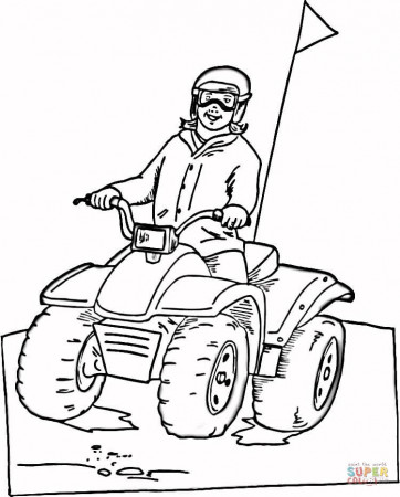 Riding on ATV coloring page | Free Printable Coloring Pages