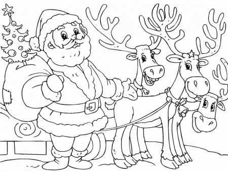Christmas Reindeer Coloring Pages Santa Claus - Coloring Pages For ...