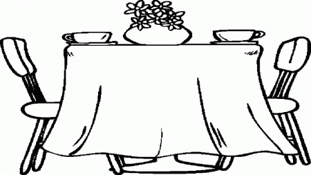 Black dining table set, dining room table coloring page simple ...