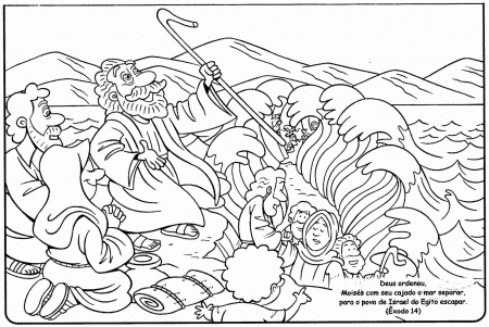 Moses And The Red Sea Coloring Page: Bible Moses Red Sea Coloring ...