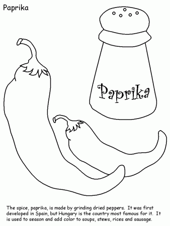 Hungary Paprika Countries Coloring Pages coloring page & book for kids.