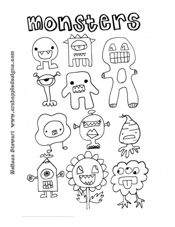 Free Coloring Page Day 5: Monsters | Monster coloring pages, Free coloring  pages, Coloring pages