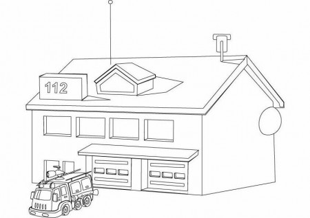 Download free fire station coloring page