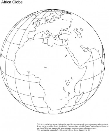 Printable, Blank, World Globe Earth Maps • Royalty Free, jpg