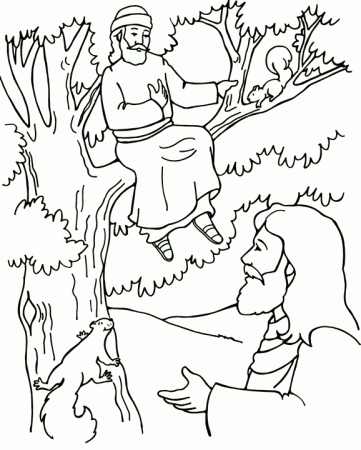 Zacchaeus and Jesus Coloring Page